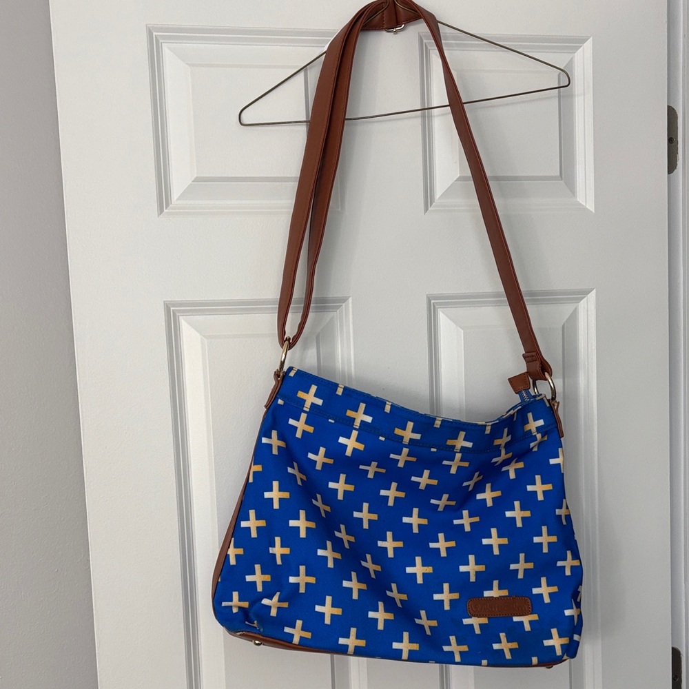 Blue and Brown Crossbody Bag